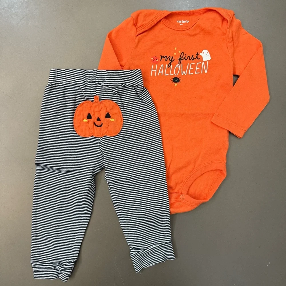 Carter's Halloween Orange and Black Costume Set - Size 12M